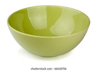 Green Empty Bowl Isolated On White