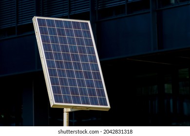 Green Energy Concept, Solar Cell Panel Pole In The City, Photovoltaic Cell Is An Electrical Device That Converts The Energy Of Light Directly Into Electricity By The Photovoltaic Effect.