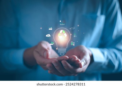 Green energy electrical services concept. Electrical engineer use computer laptop checking and analysis data of power plant station project, internet system network, electric, green energy Industry