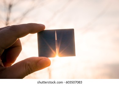 Green Energy, Photovoltaic Solar Cell With Hand