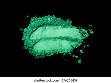 Green Eye Shadow Crushed Cosmetic Isolated On Black Background