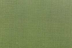 Green Fabric Texture Surface For Interior Wall Design. Olive Color Seamless Textile For Nature Of Peace For Architecture Hotel Or Fancy Restaurant. Textured Background Or Wallpaper From Rough Fabric.