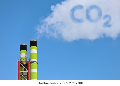 Green Factory Pipes With Symbolic Emission Of A Co2 Cloud