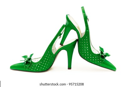 Green Female Shoes On White Background Stock Photo 95715208 | Shutterstock