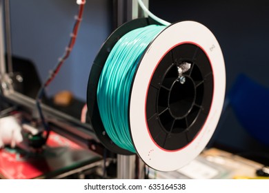 Green Filament For 3d Printer. 3d Print For Educational Activities, Prototypes, Digital Production In Fablab And Maker Space