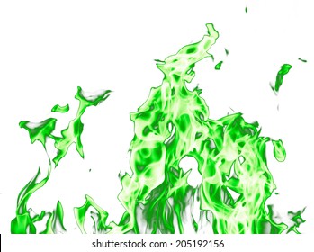 green flame white background