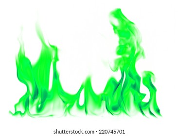 green flame white background