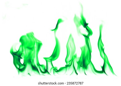 green flame white background