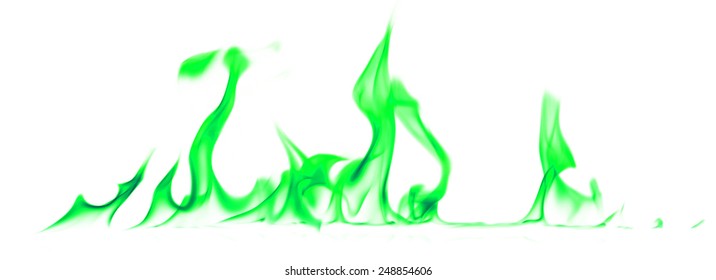 green flame white background