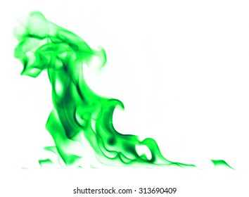 green flame white background