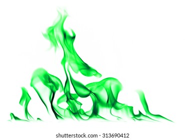 green flame white background