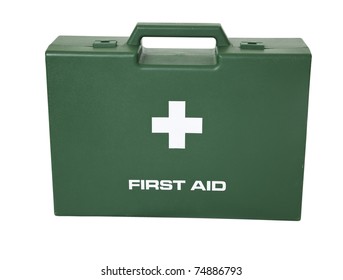 The Green First Aid Box In White Background.