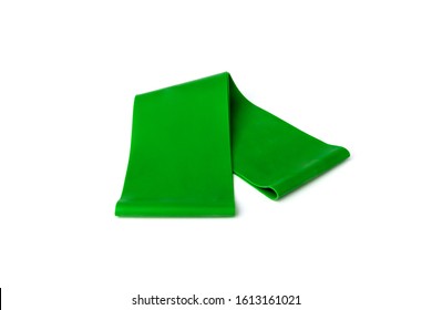 Green Fitness Elastic Band For Sport Isolated On White Background.