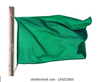 Green Flag Against White Background