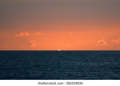 Green Flash At Sunset In Hawaii