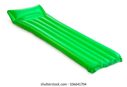 Green Floating Pool Raft Isolated On White