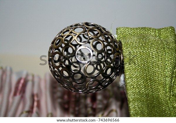 Green Flowery Drapery Finials Accessories Beautiful Stock Photo