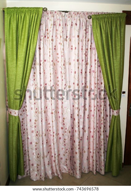 Green Flowery Drapery Finials Accessories Beautiful Stock Photo