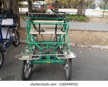 Green Four Wheel Bicycle, Surrey Bike.
					