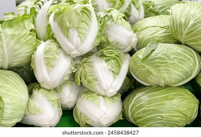 Green fresh cabbage background cabbage from field. cabbage background. cabbage harvest
