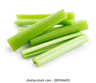 Green Fresh Celery. Stick Isolated On White.