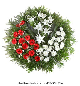 Green Funeral Fir Wreath Isolated On White