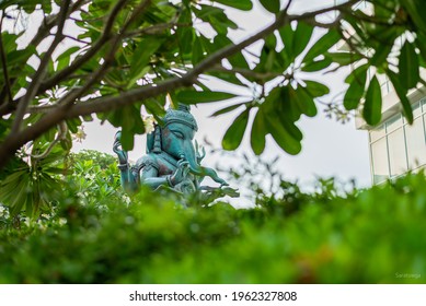 Green Ganesh Statue In The Rangsit University