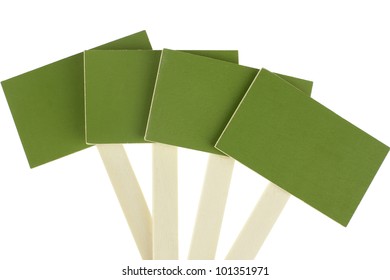 Green Garden Plant Markers Isolated On White Background