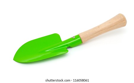 Green Garden Shovel Isolated On White Background