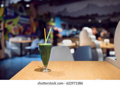 Green Gehan Non Alcoholic Cocktail On The Bar Table