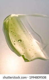 Green Gel Texture Of A Cosmetic Care Product.