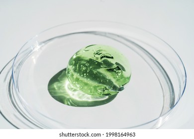 Green Gel Texture Of A Cosmetic Care Product.