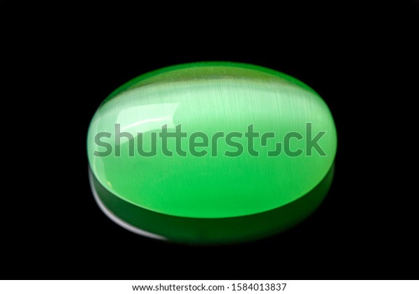 Green Gemstone\
Jade Nephrite on Black\
Background