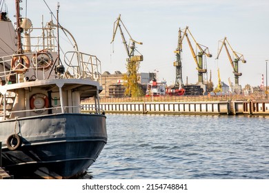 Green Giant Cranes On The Skylnie At The Shipyard In Gdansk Poland