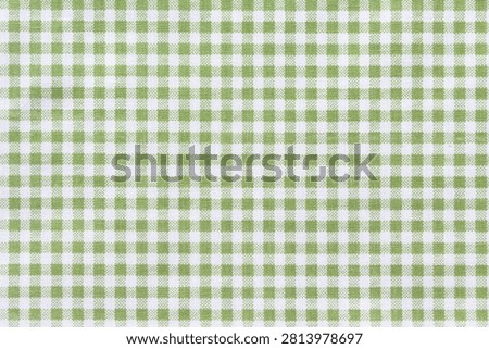 Green gingham fabric, close up texture