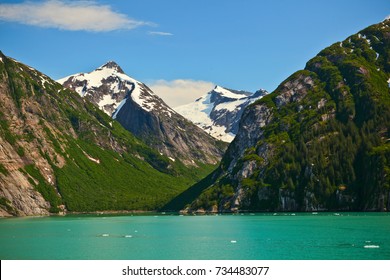 Green Glacial waters of the inside passage, Alaska, USA - Shutterstock ID 734483077