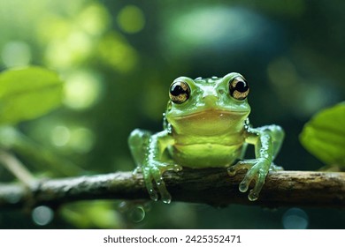 Green Glass Frog on a Branch - Powered by Shutterstock