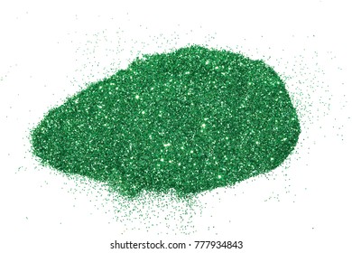 Green Glitter Texture Isolated On White Background