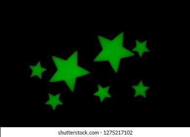 Green Glow In The Dark Stars For Ceiling Or Wall Stickers. Ideal For Boys Or Girls Bedroom Decoration.