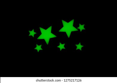 Green Glow In The Dark Stars For Ceiling Or Wall Stickers. Ideal For Boys Or Girls Bedroom Decoration.