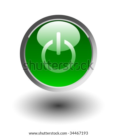  Green glowing power on or off button