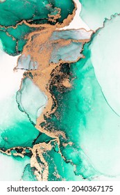 Green gold abstract background of marble liquid ink art painting on paper . Image of original artwork watercolor alcohol ink paint on high quality paper texture . - Shutterstock ID 2040367175