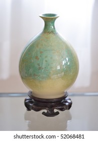 Green And Gold Glazed Japanese Porcelain Vase