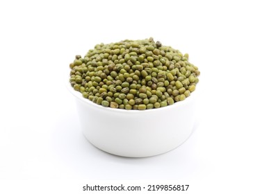 Green gram  skinned mung beans or mung dal isolated on white background