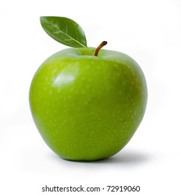 Green Granny Smith Apple Isolated On White, Clipping Path Included