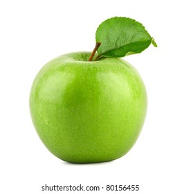 Green Granny Smith Apple On White Background