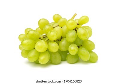 Green grapes solated on white background.