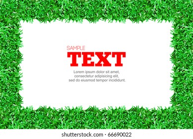 green grass frame with text area copyspace isolated on white background