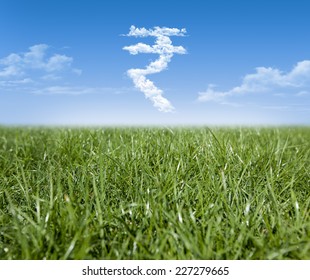 Green Grass And Indian Rupee Currency Shaped Clouds