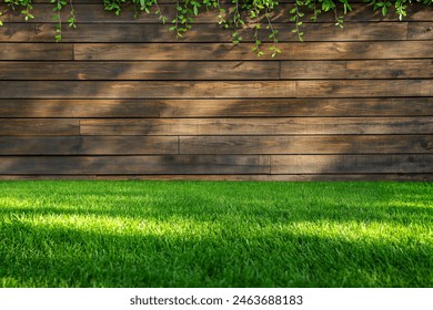 Green grass lawn and wooden wall - Powered by Shutterstock